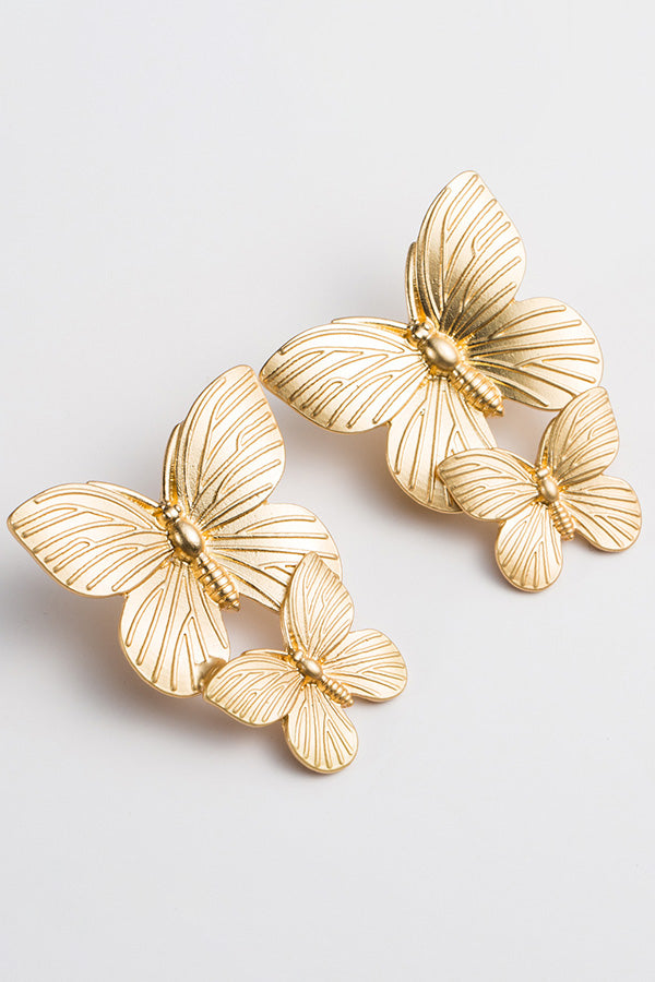 Metallic Two Butterfly Earrings