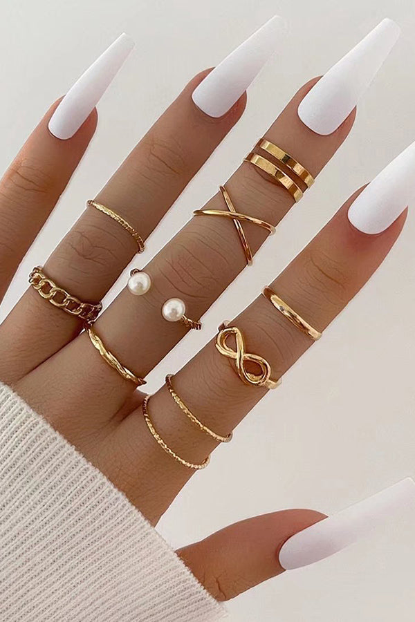 9 Pieces Knuckle Chain Rings Set