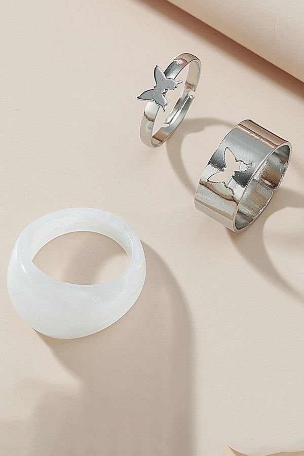 3 Piece Butterfly Rings Set