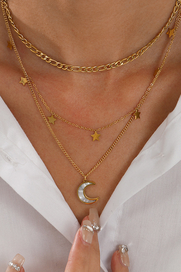 Star Moon 3 Layer Necklace
