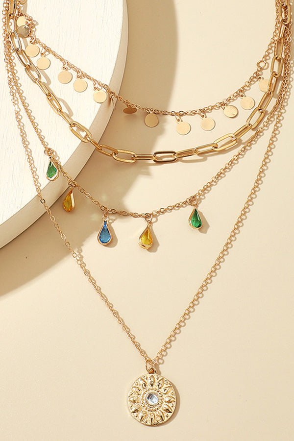Fashion Geometric Disc Tassel Necklace