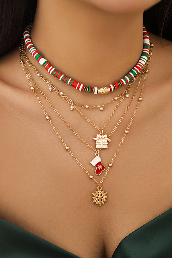 Colorful Christmas Multi-Layered Necklace