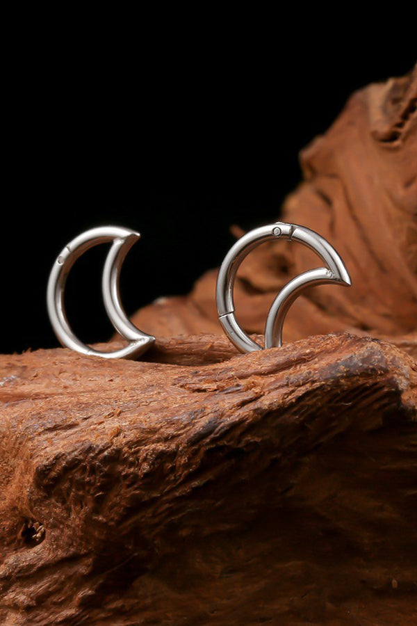 Fashion Compact Metallic Moon Earrings