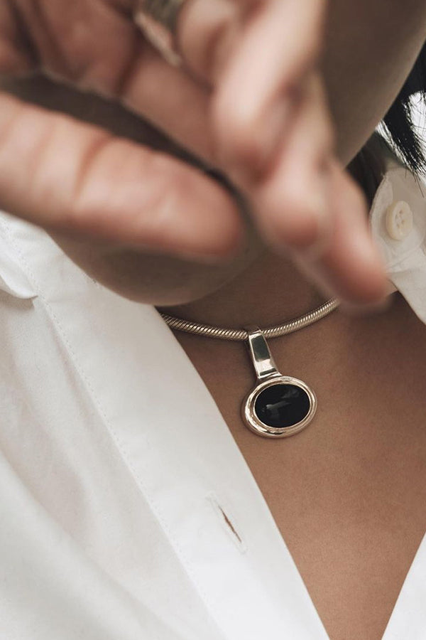 Stylish And Simple Black Onyx Necklace
