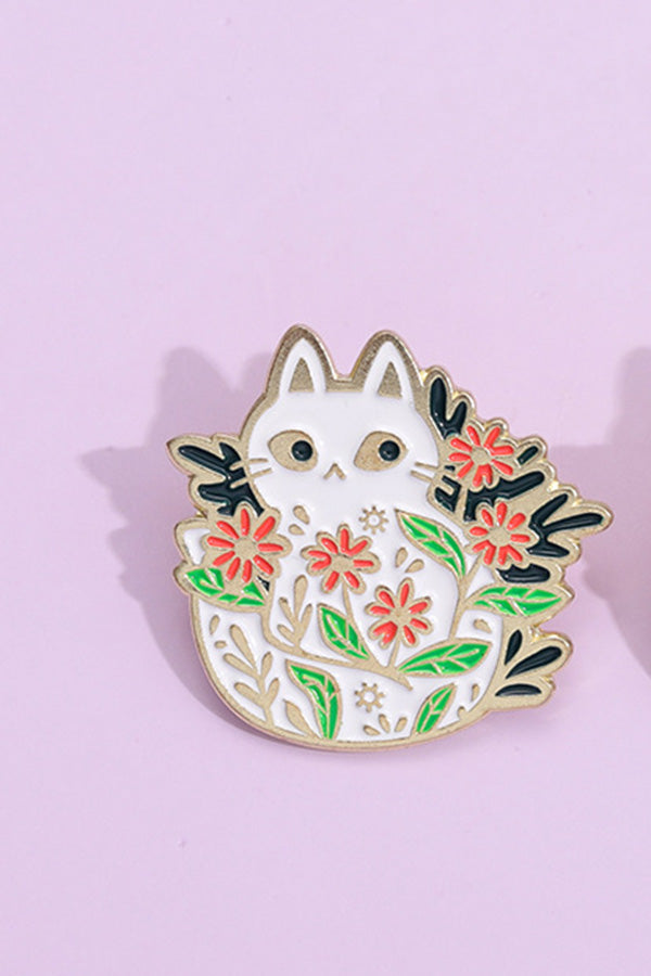 Chic Cat Figure Graphic Brooch