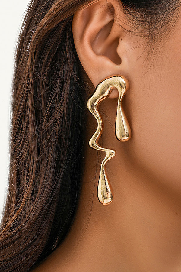Stylish Liquid Metal Irregular Earrings