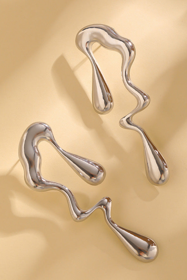 Stylish Liquid Metal Irregular Earrings