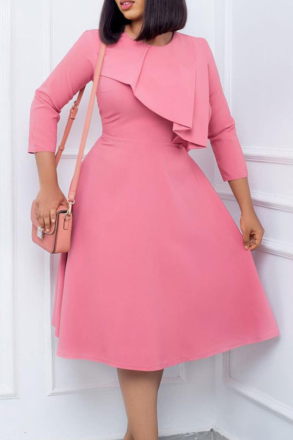Solid Color Ruffle Detail Dress