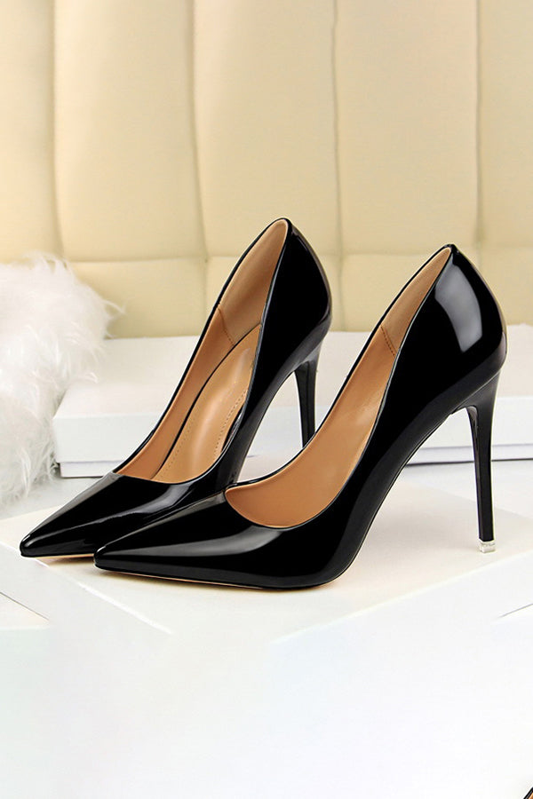 Metallic Ultra High Heeled Court Pumps