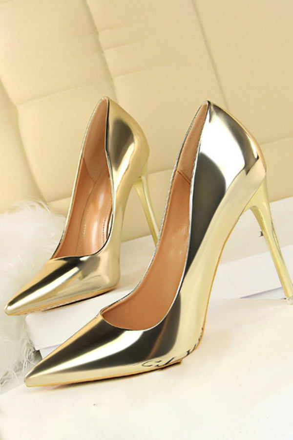 Metallic Ultra High Heeled Court Pumps