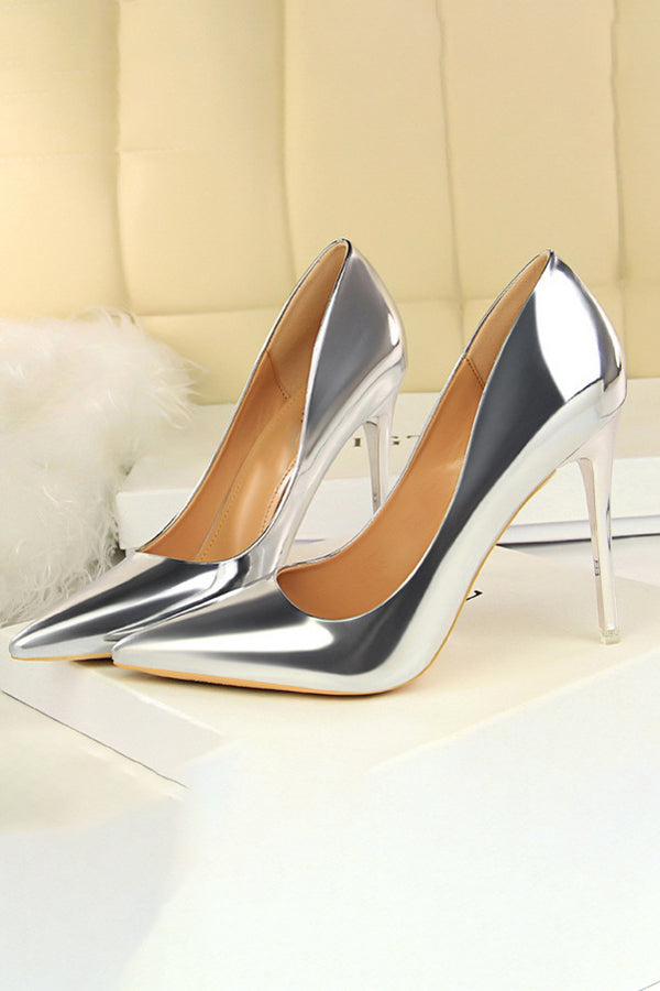 Metallic Ultra High Heeled Court Pumps