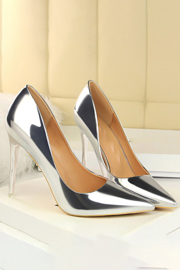 Metallic Ultra High Heeled Court Pumps