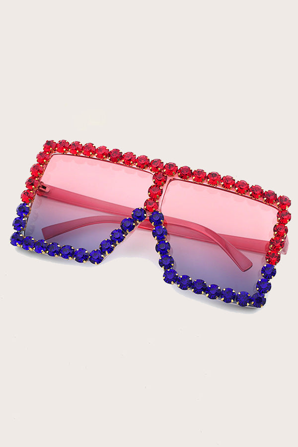 Oversized Square Frame Color Lenses Sunglasses