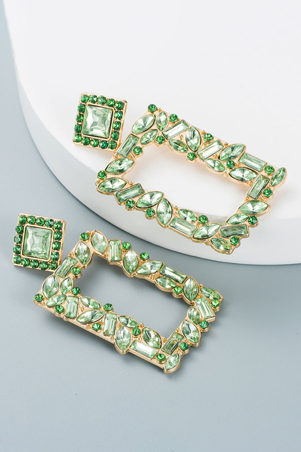 Alloy Rhinestone Rectangle Shape Personality Earrings