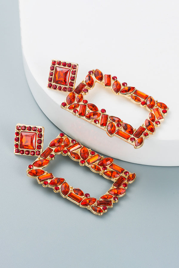Alloy Rhinestone Rectangle Shape Personality Earrings