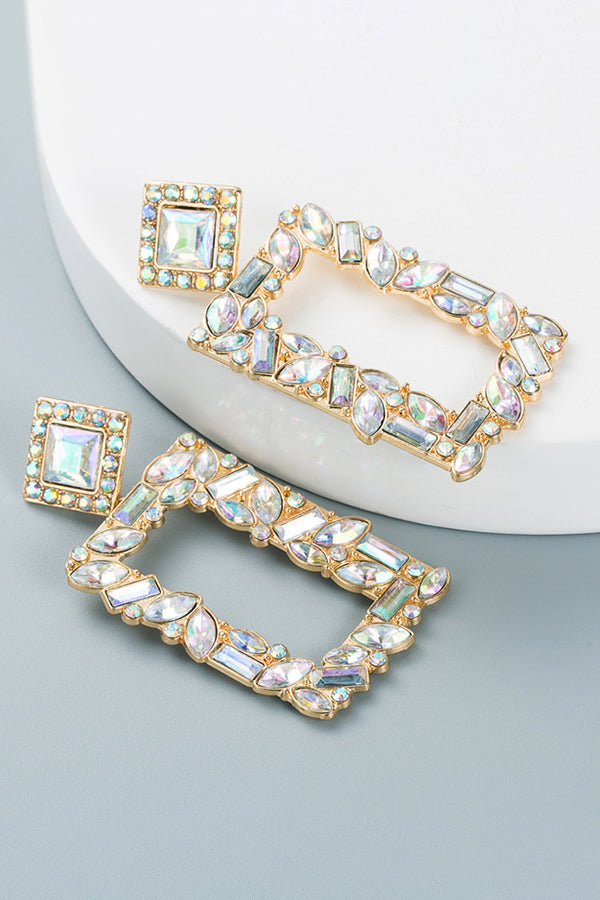 Alloy Rhinestone Rectangle Shape Personality Earrings