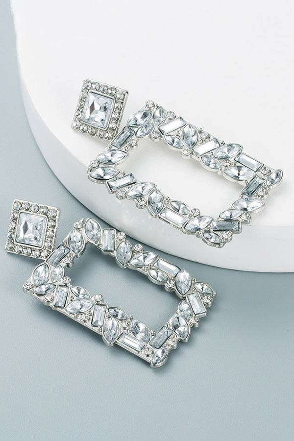 Alloy Rhinestone Rectangle Shape Personality Earrings