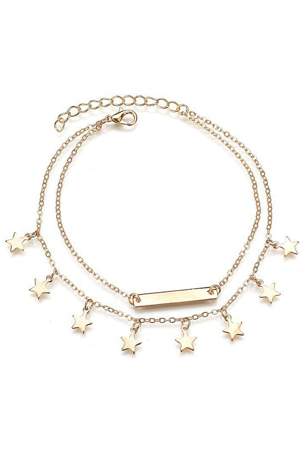 Double Layer Star Zircon Anklet