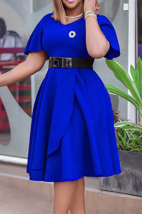 Flutter Tulip Hem Belted Dress