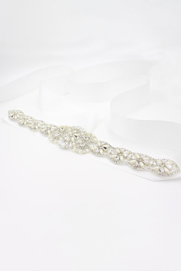 Handmade Bridal Wedding Rhinestone Pearl Belt