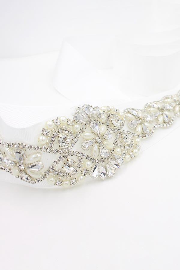 Handmade Bridal Wedding Rhinestone Pearl Belt