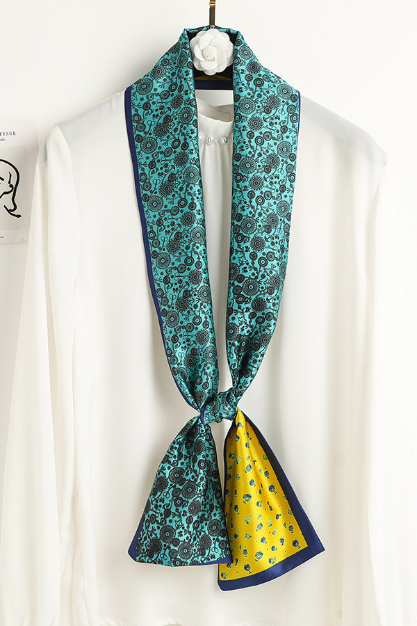 Long Neckerchief Printed Lightweight Silky Scarf