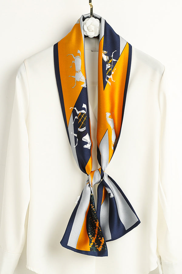 Long Neckerchief Printed Lightweight Silky Scarf