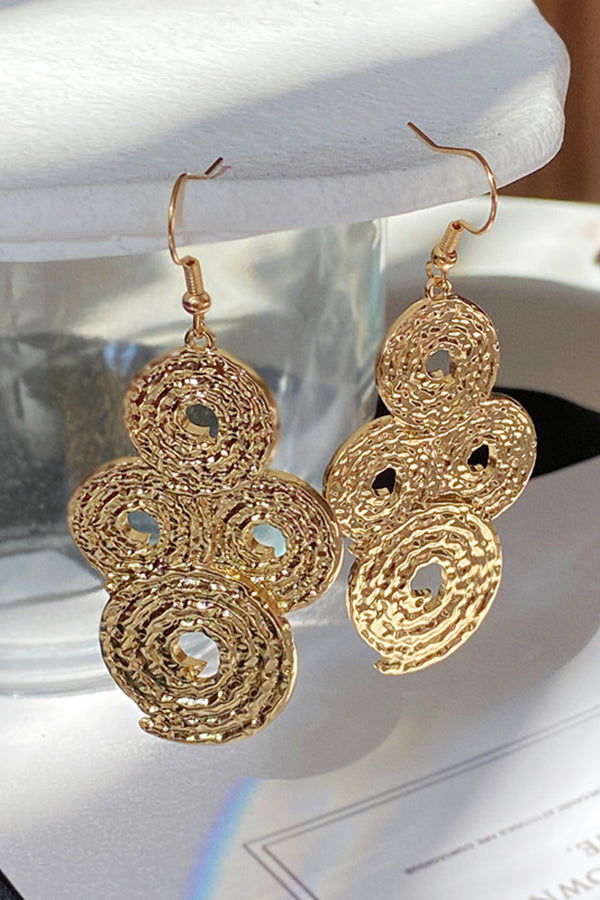 Vintage Gold Geometric Texture Earrings