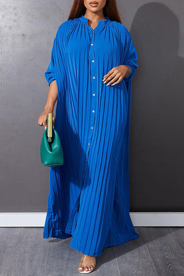 Casual Pleated Shirt Smock Dress 