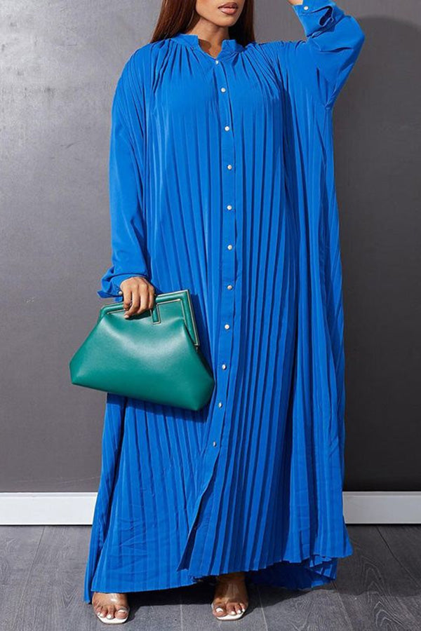 Casual Pleated Shirt Smock Dress 