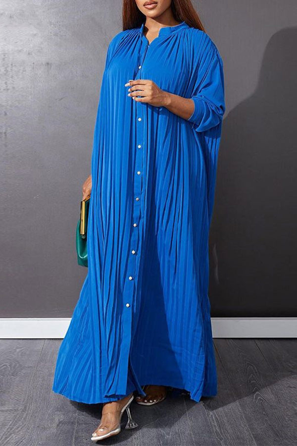 Casual Pleated Shirt Smock Dress 