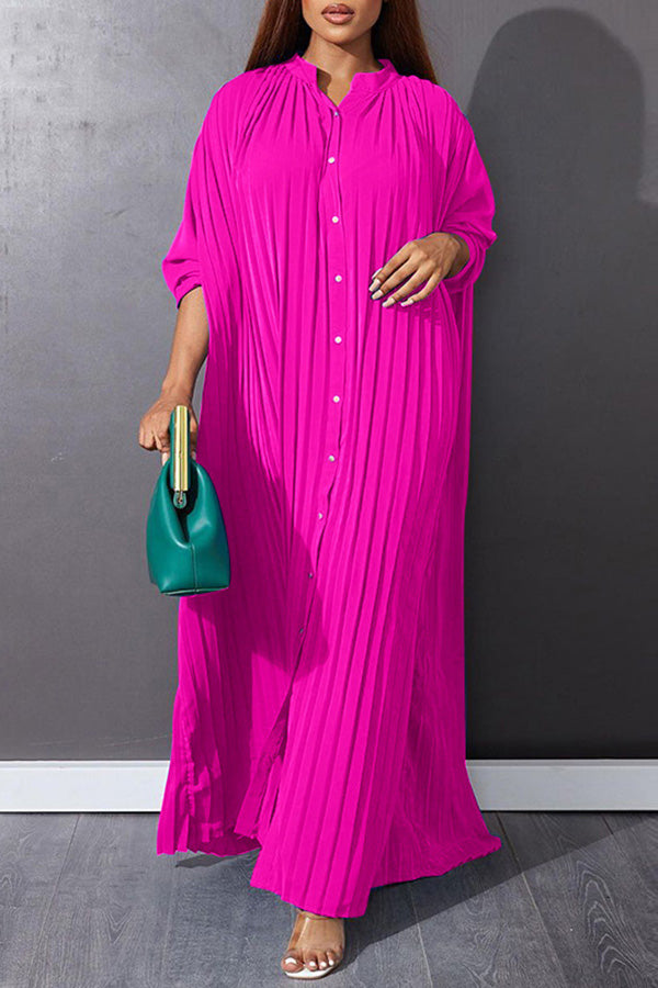 Casual Pleated Shirt Smock Dress 