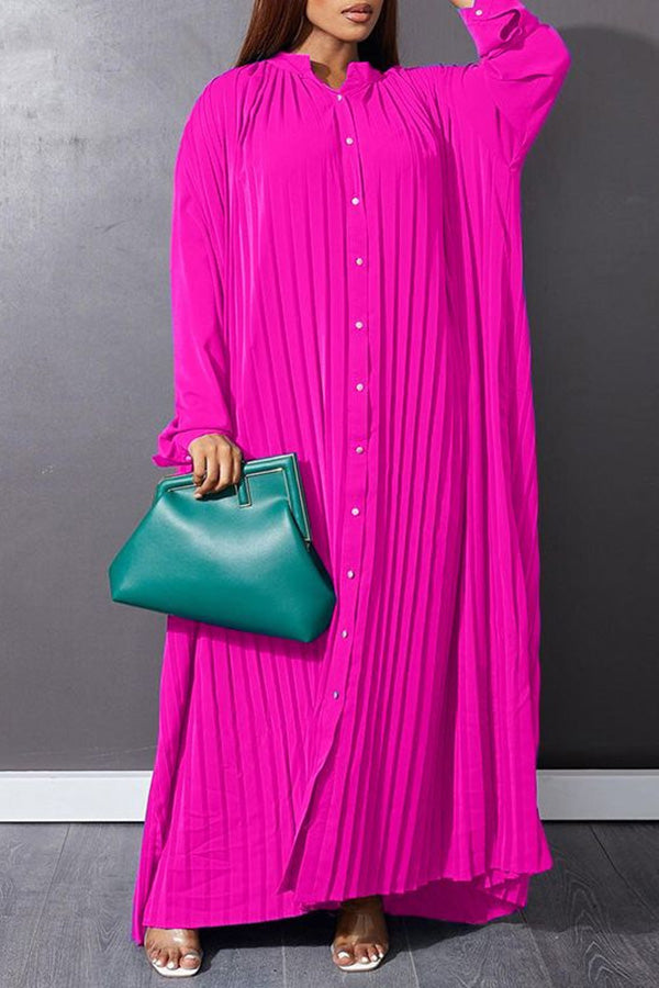 Casual Pleated Shirt Smock Dress 