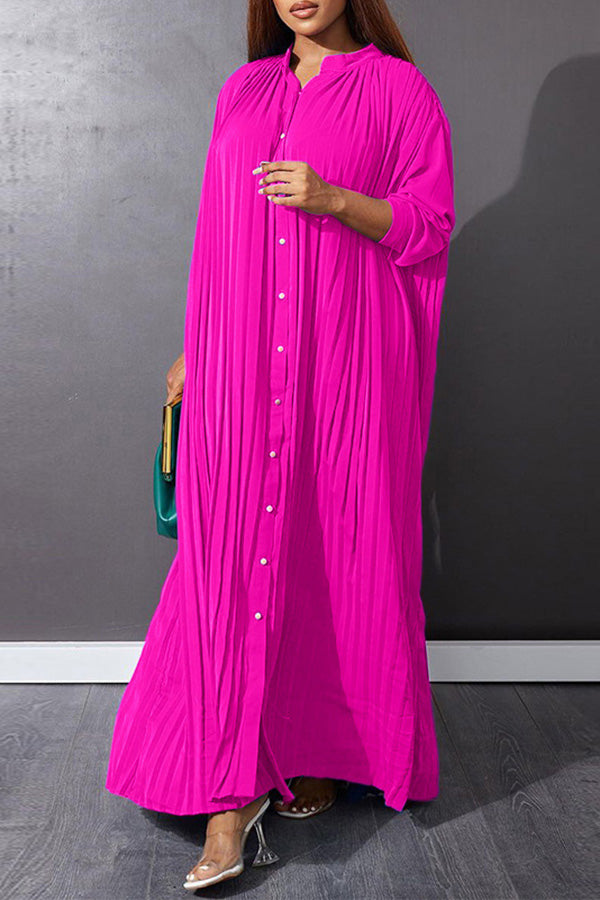 Casual Pleated Shirt Smock Dress 