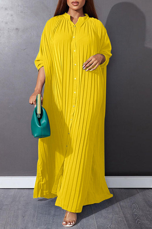 Casual Pleated Shirt Smock Dress 
