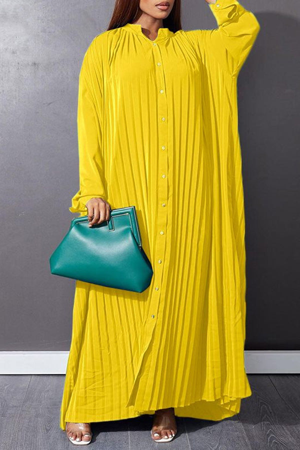 Casual Pleated Shirt Smock Dress 