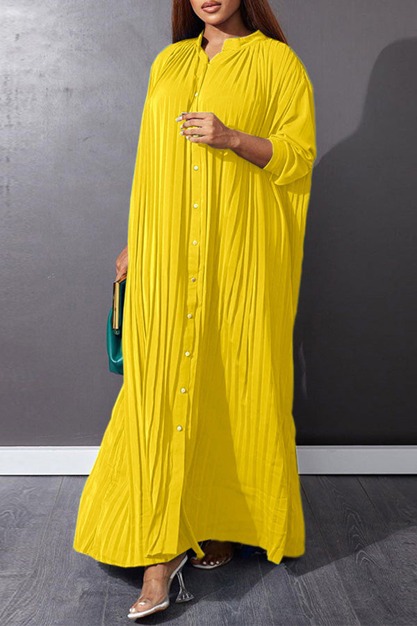 Casual Pleated Shirt Smock Dress 