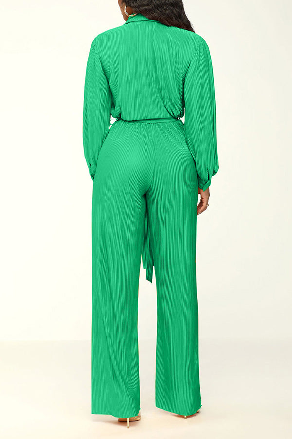 Solid Color Rib-knit Button Up Jumpsuit