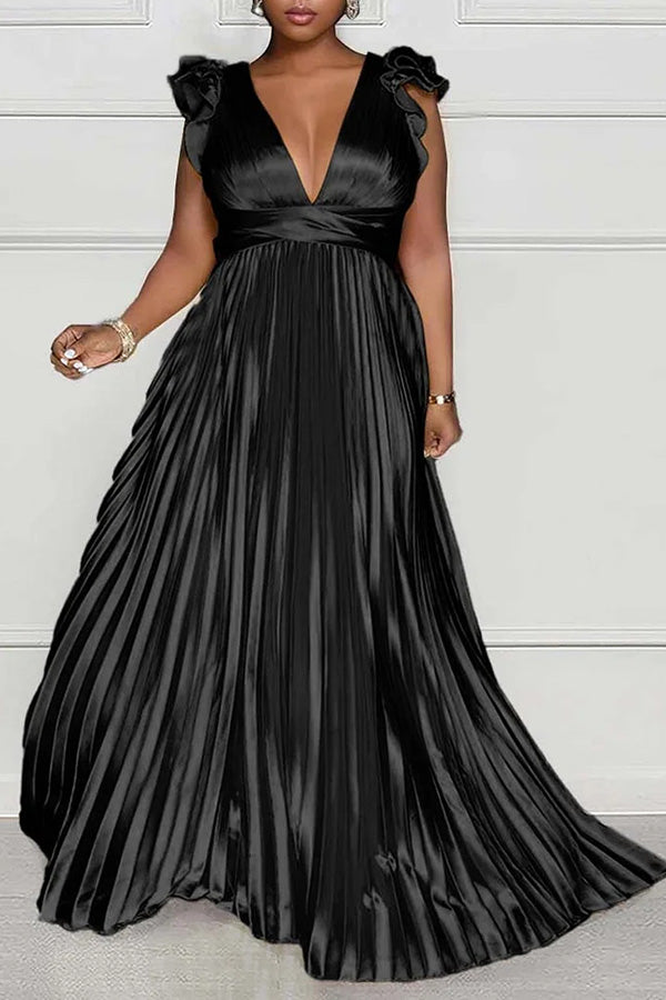 Gorgeous Lace Up Backless Pleated Party Dress