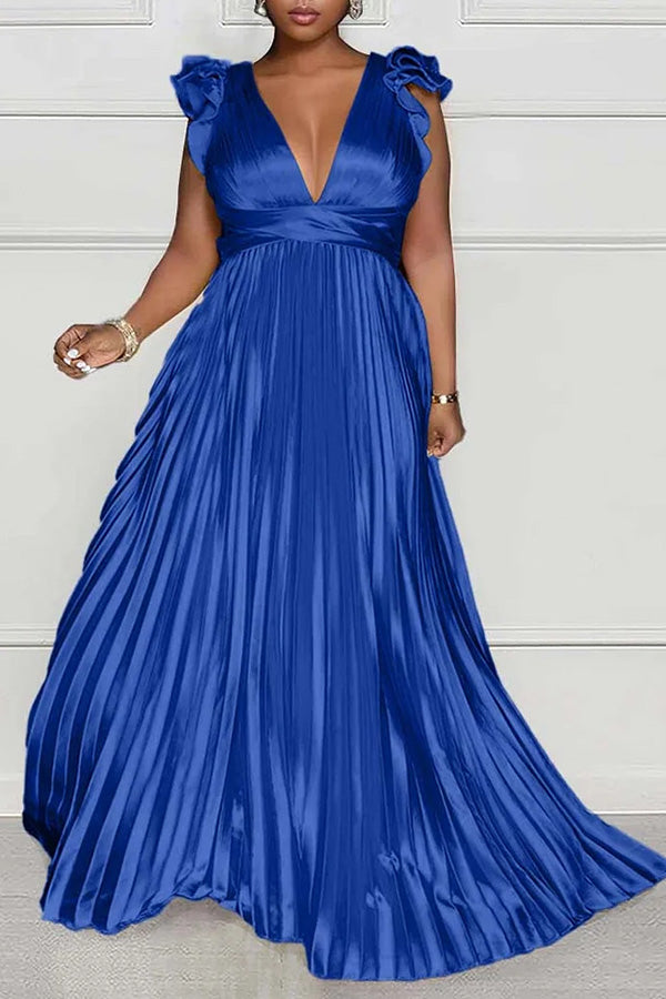 Gorgeous Lace Up Backless Pleated Party Dress