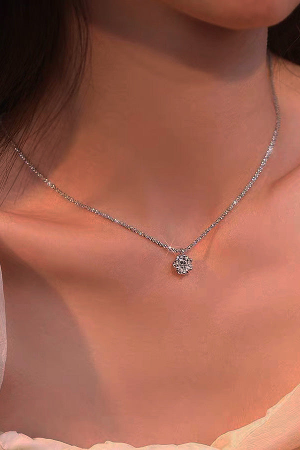 Six Prong Zircon Clavicle Necklace