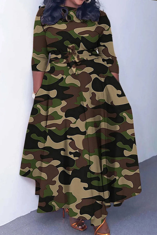 Stylish Camo Print Maxi Dress