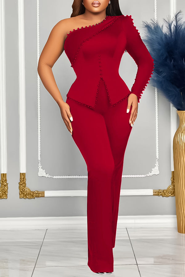 Elegant One Shoulder Top & Pants Set