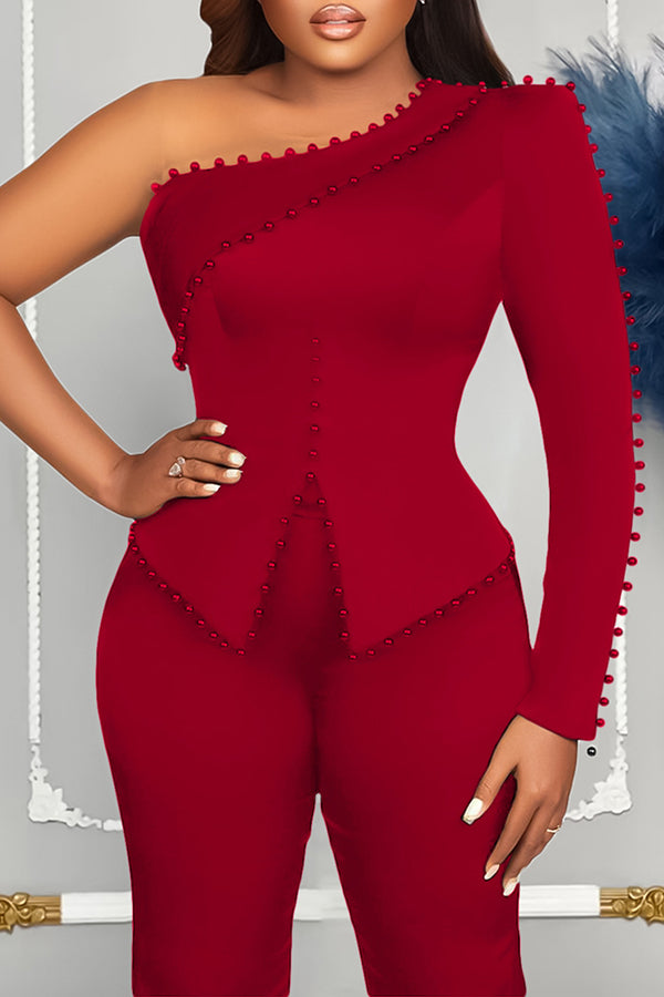 Elegant One Shoulder Top & Pants Set