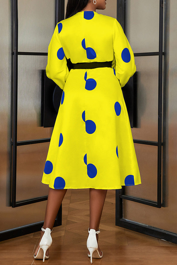 Elegant Polka Dot Bow A-line Dress