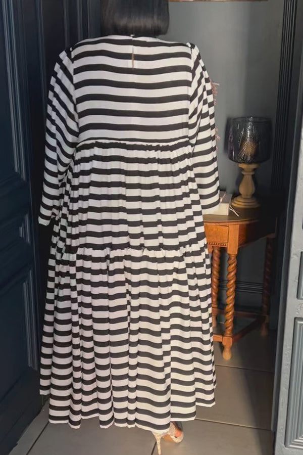 Stripe Oversized Tie Front Maxi Dress