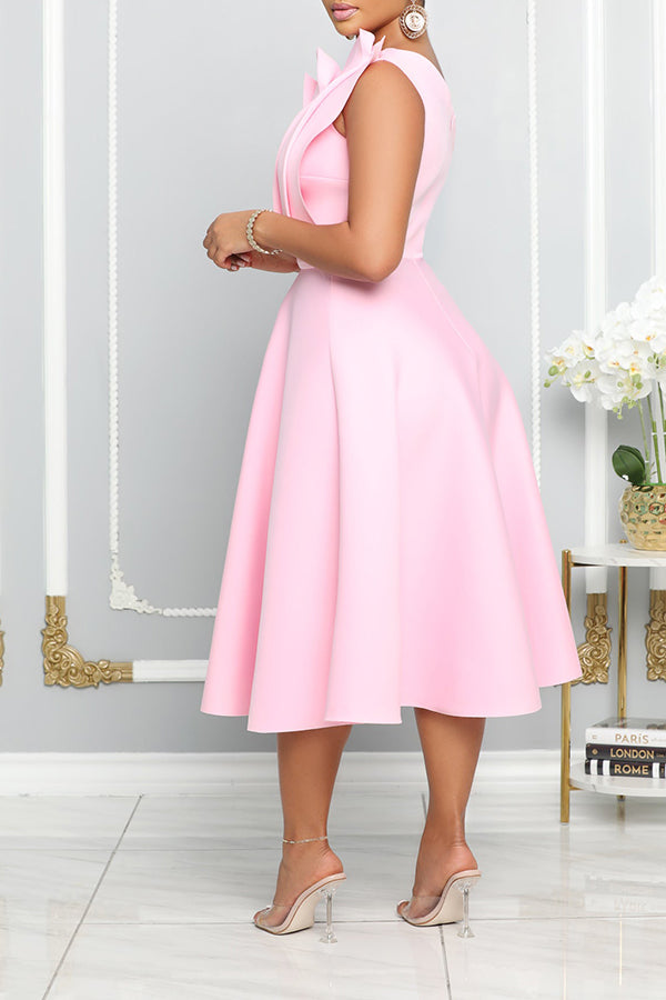 Blooming Romantic One Shoulder Flare Midi Dress