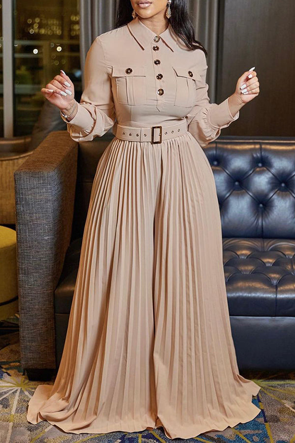 Loose Pleated Wide Leg Jumpsuit