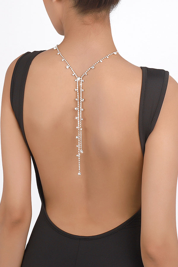 Rhinestone Long Tassel Necklace