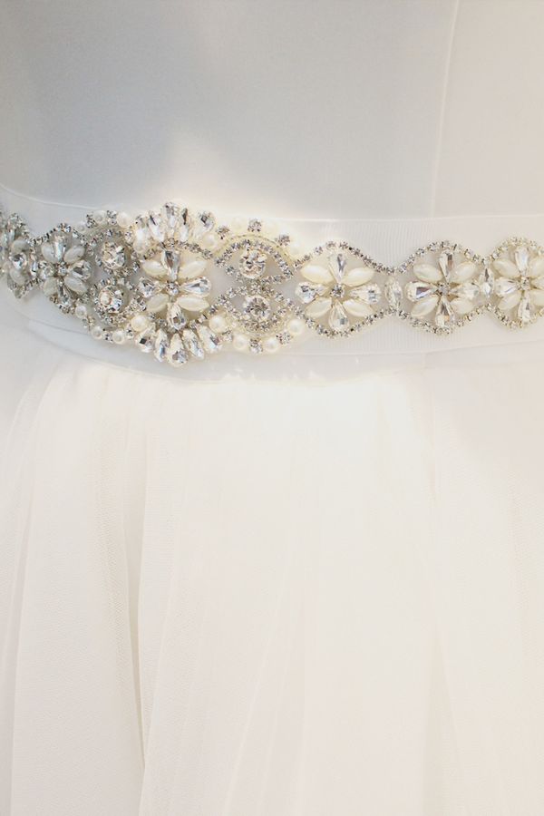 Handmade Bridal Wedding Rhinestone Pearl Belt